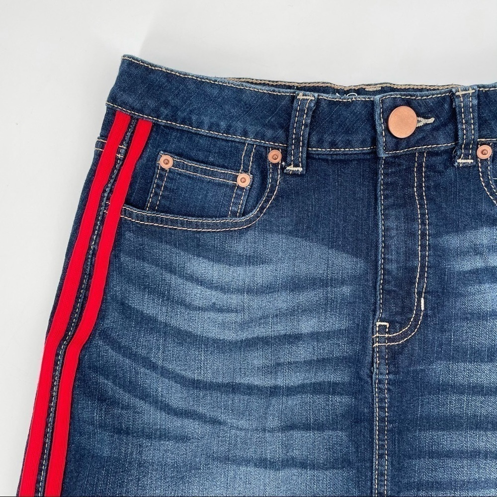 NOBO Denim Mini Skirt with Red Striped Seams - Picture 3 of 13